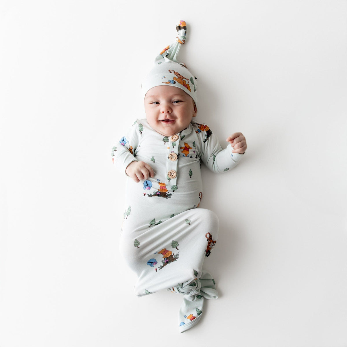 Knotted Day Gown with Hat Set in Winnie the Pooh Hundred Acre Wood