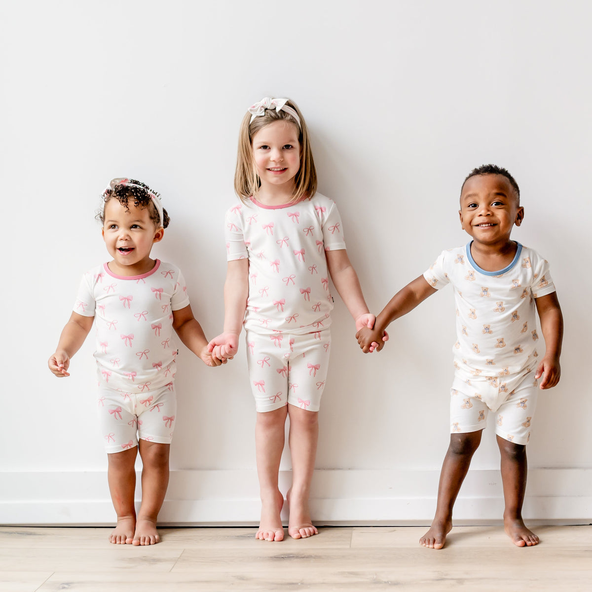 Short Sleeve Pajamas in Teddy Bear