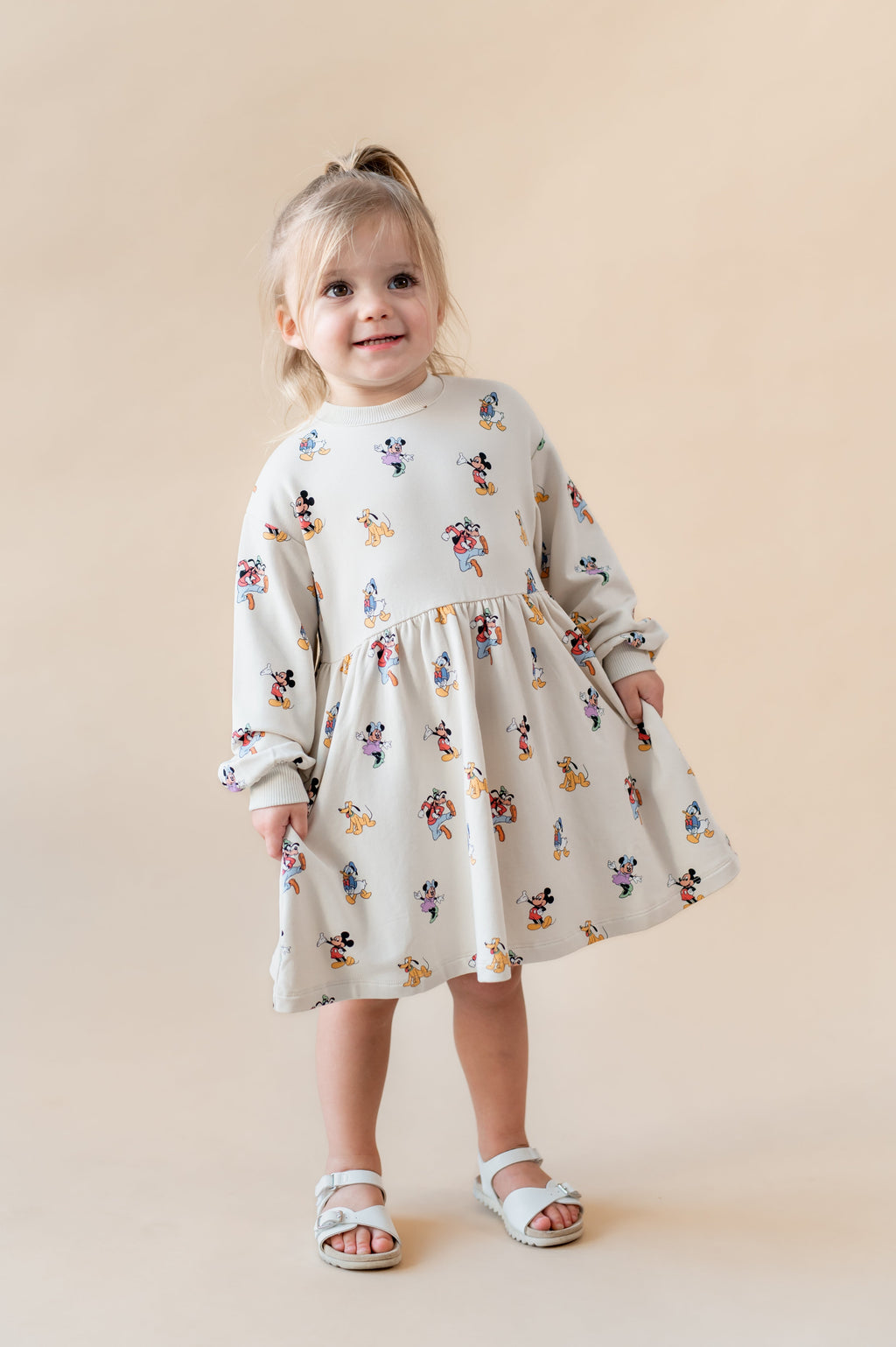 Long Sleeve Skater Dress in Mickey Mouse and Friends