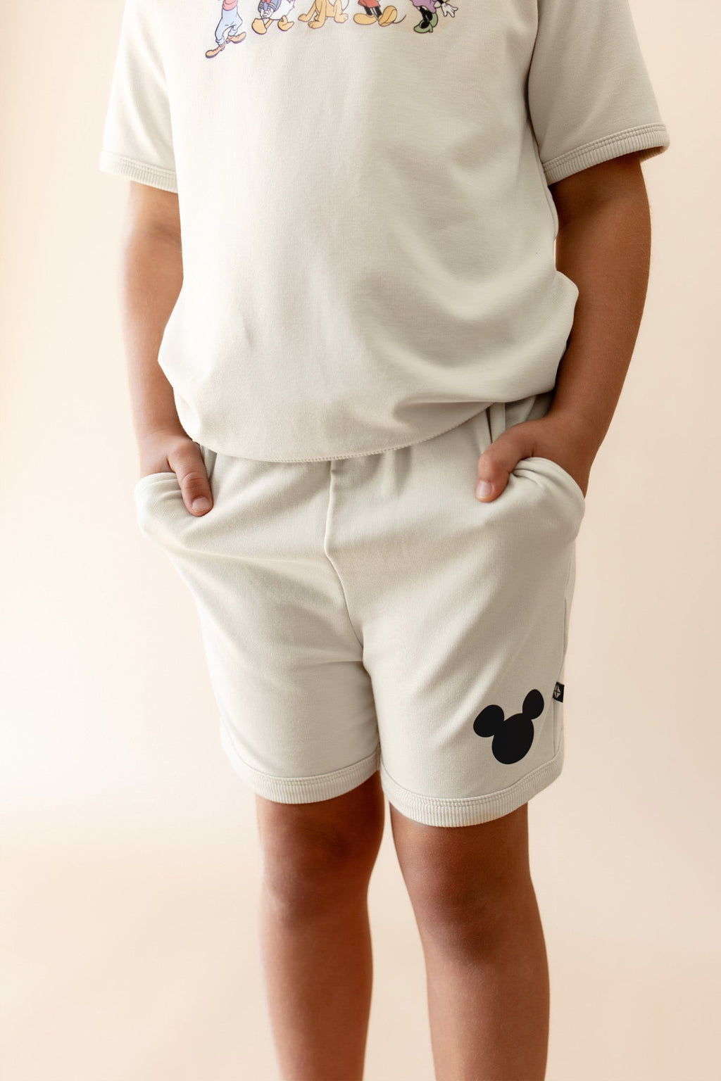 Short Sleeve Jogger Set in Mickey and Friends on Ecru