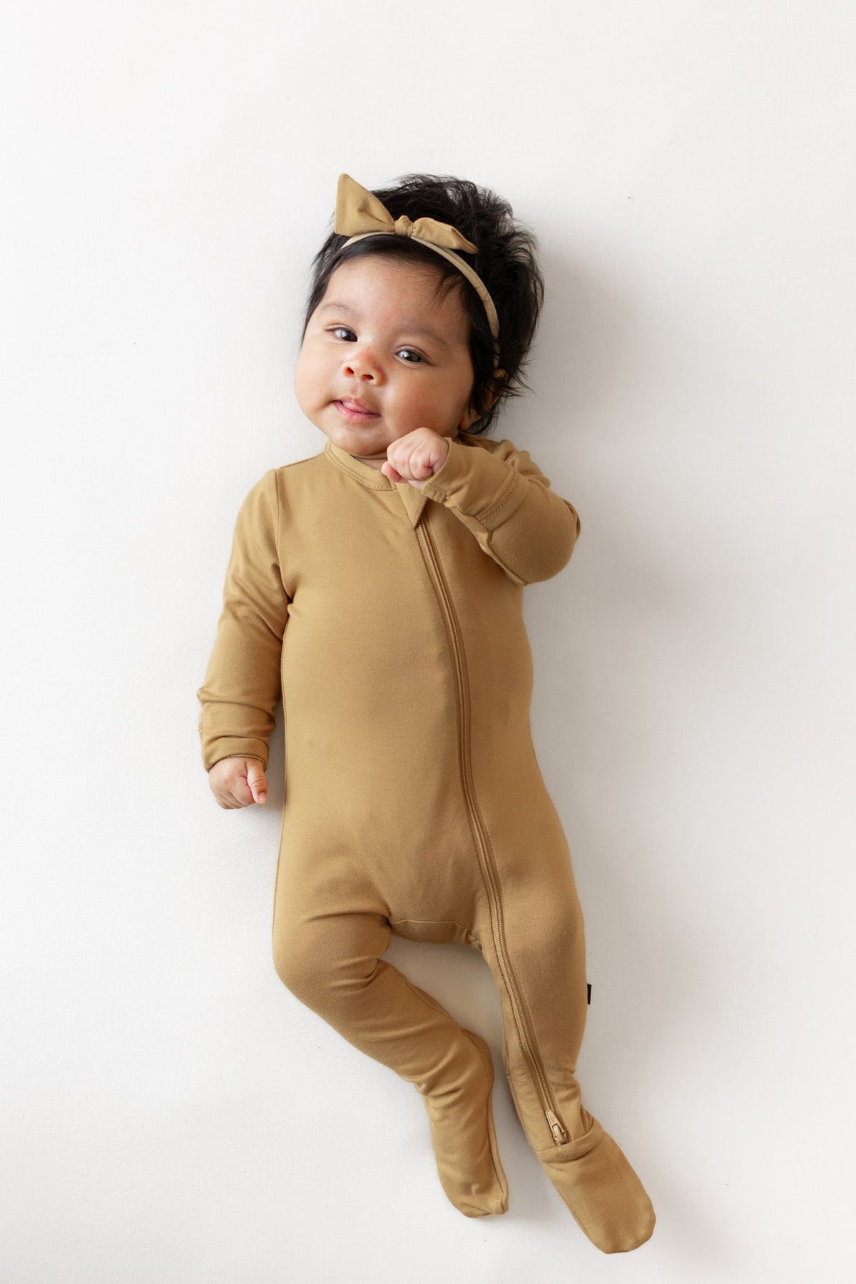 Zippered Footie in Ochre