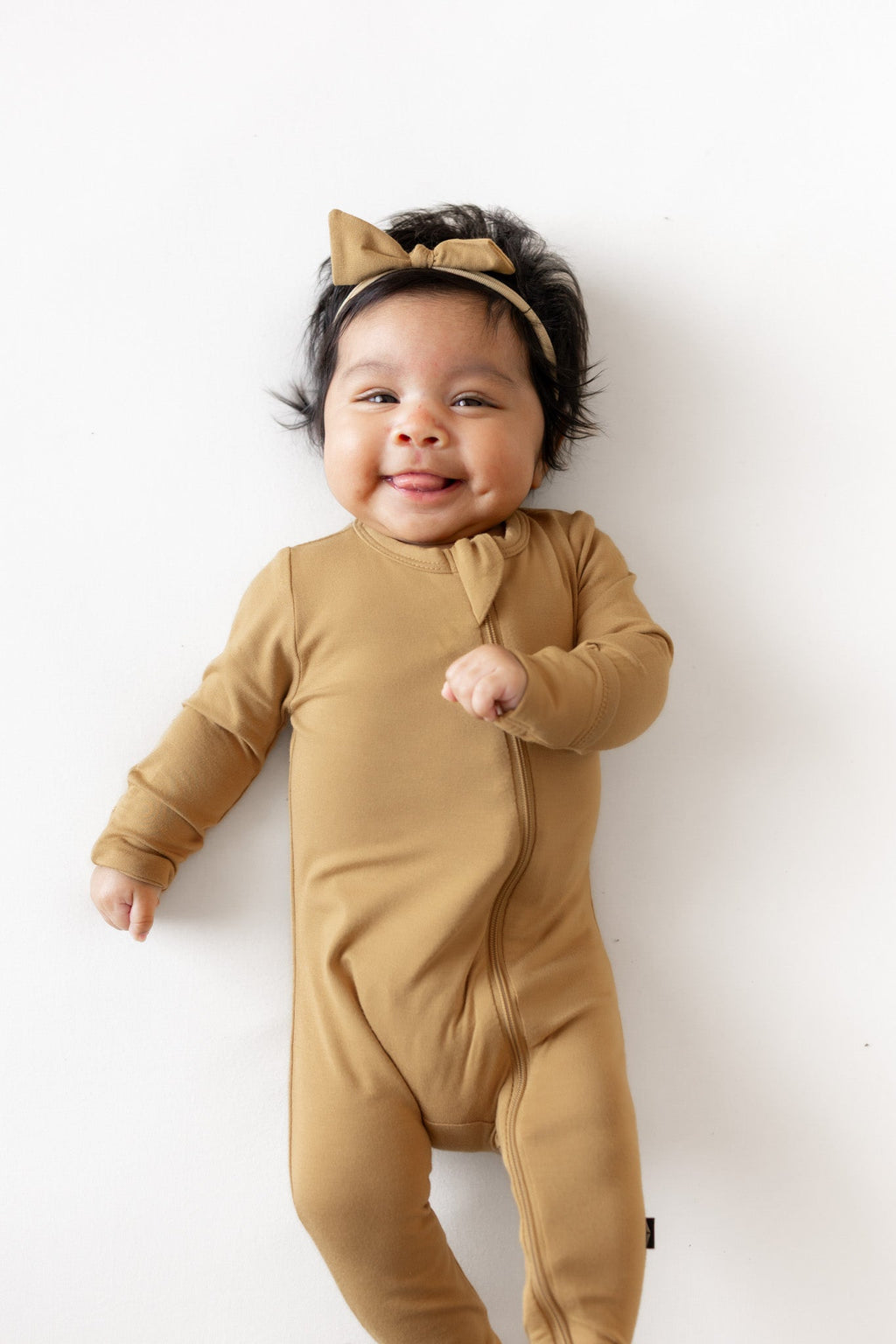 Zippered Footie in Ochre