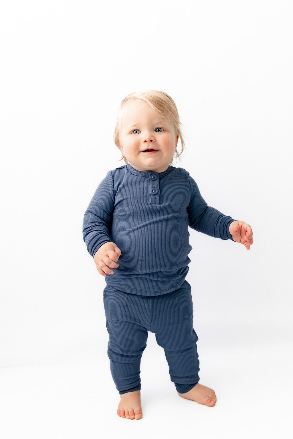 Ribbed Infant Henley Set in Oxford