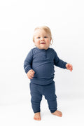 Ribbed Infant Henley Set in Oxford
