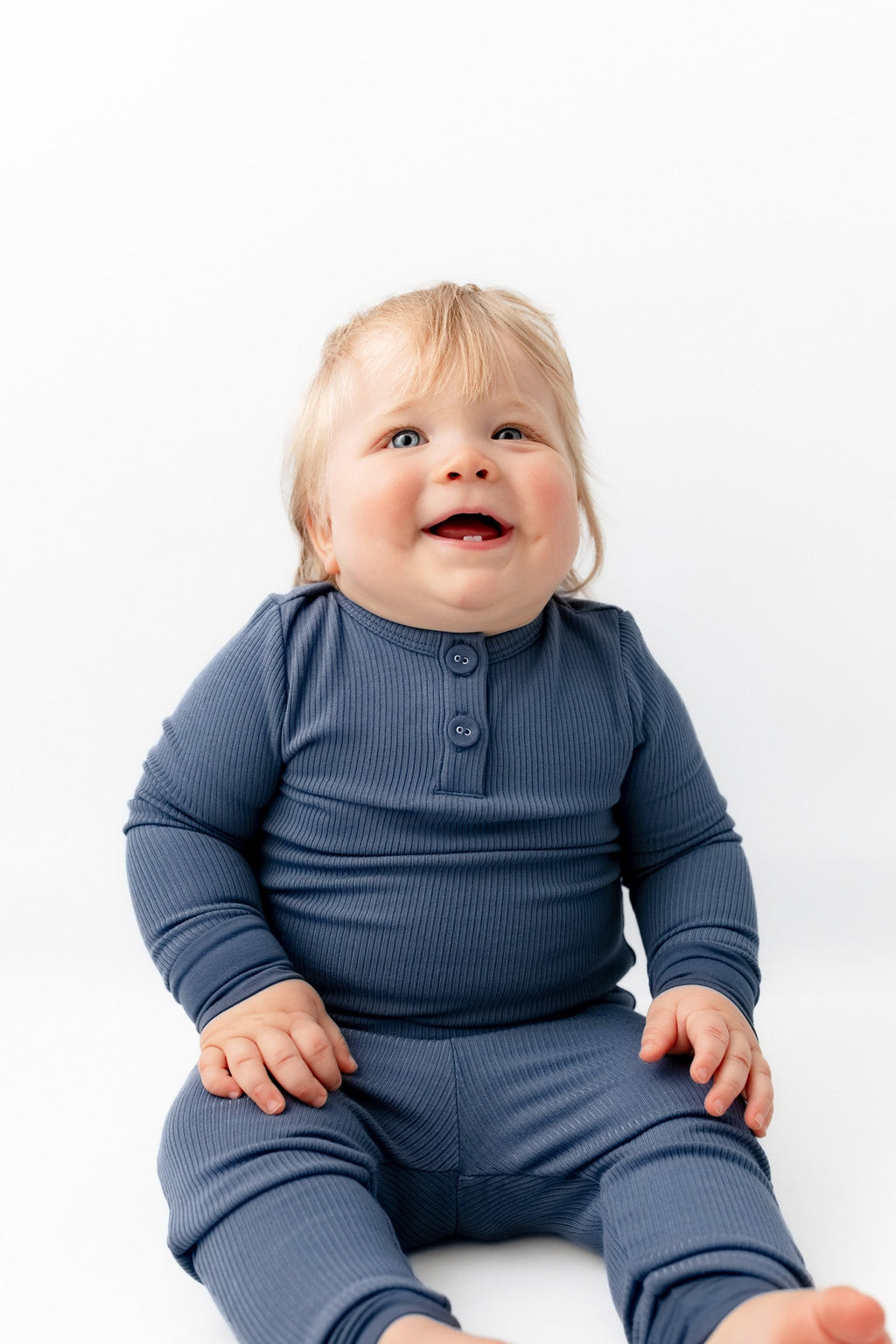 Ribbed Infant Henley Set in Oxford