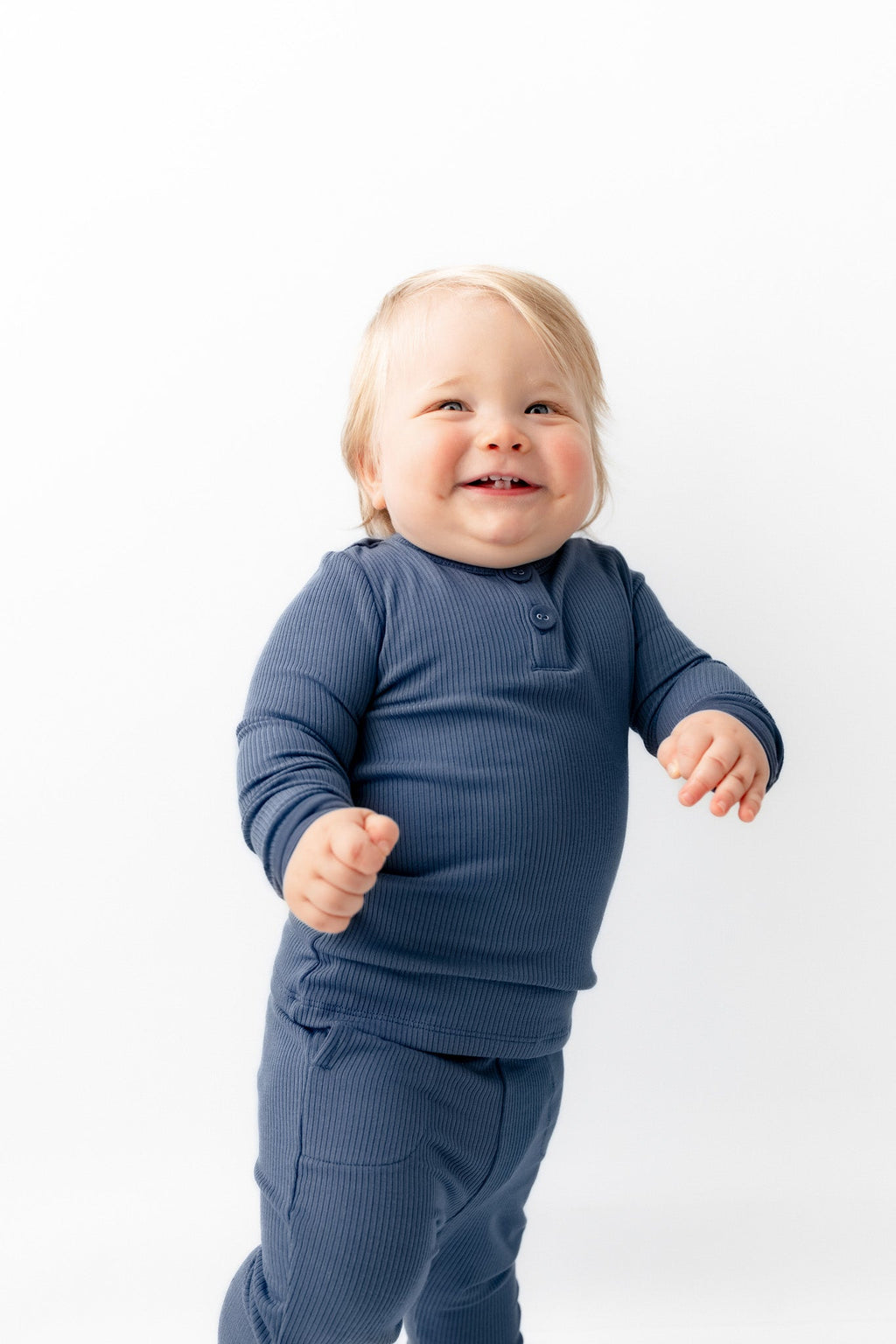 Ribbed Infant Henley Set in Oxford