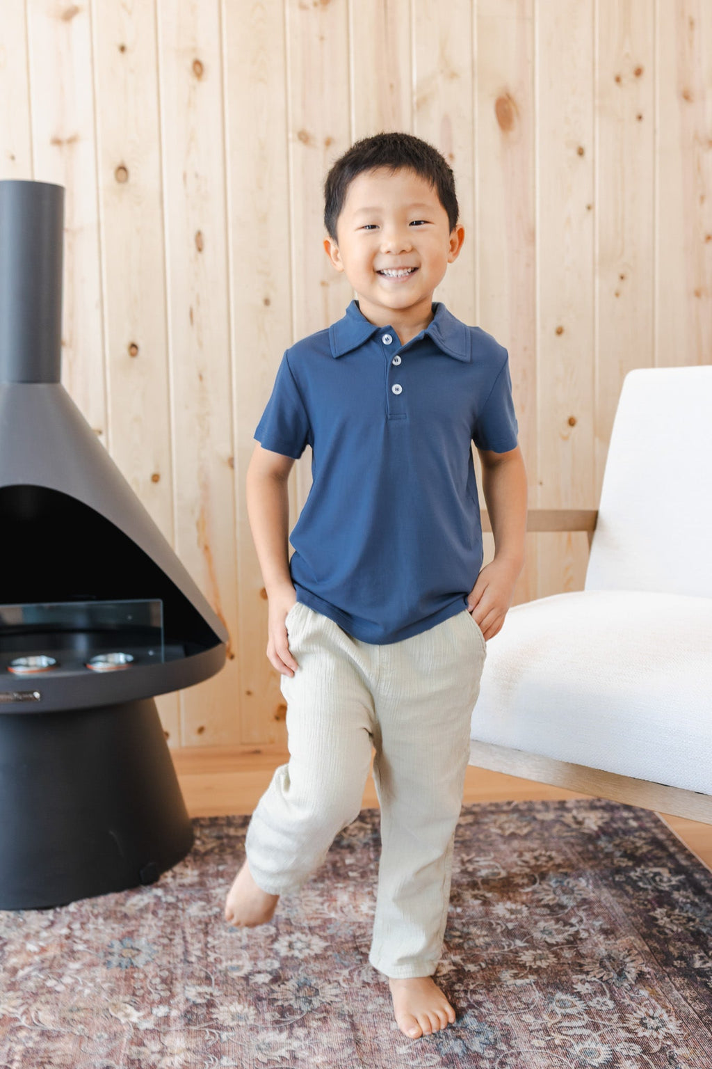 Toddler Short Sleeve Polo in Oxford