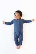 Zippered Romper in Oxford