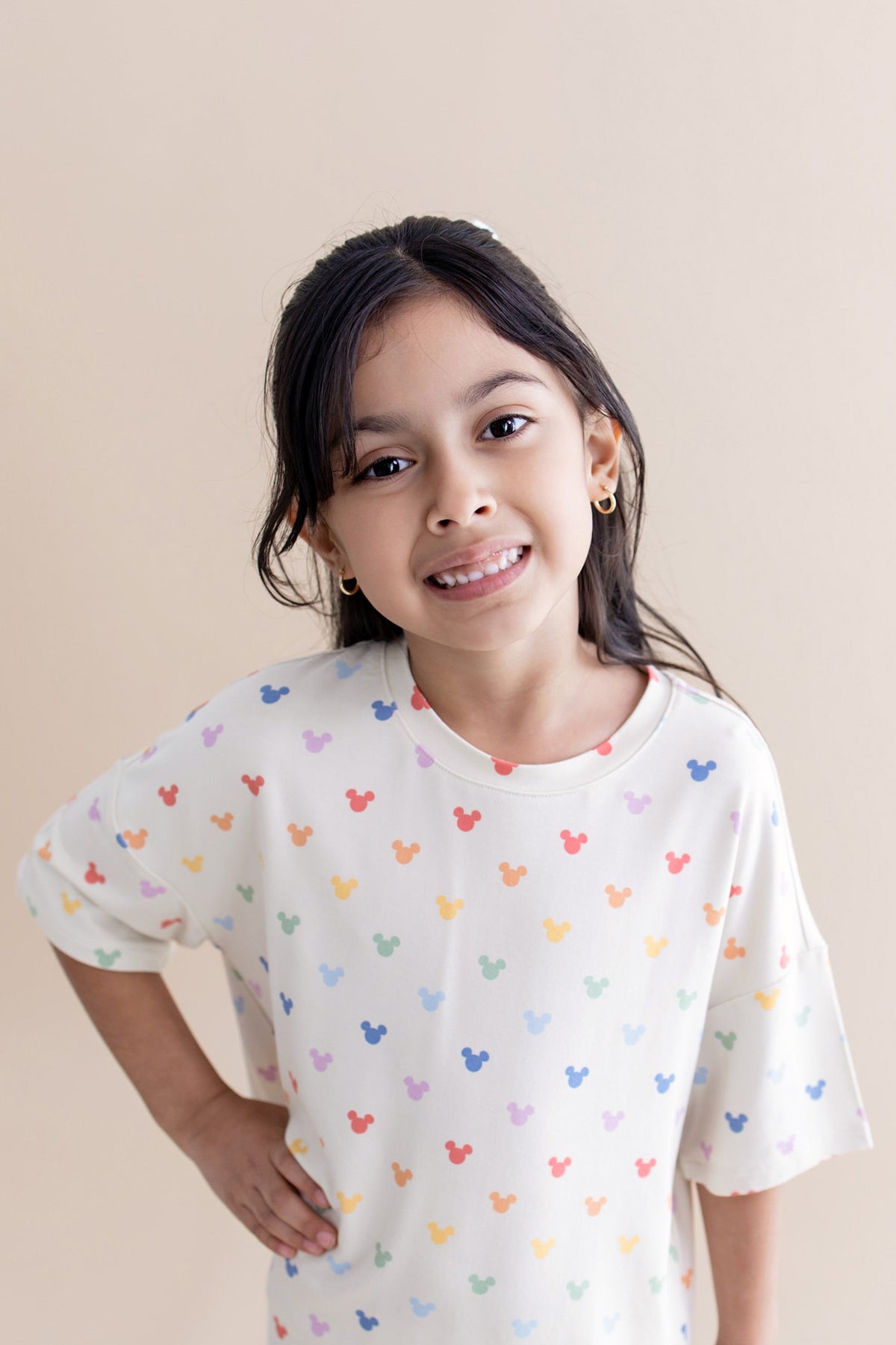 Toddler Biker Short Set in Pastel Mickey Mouse