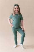 Ribbed Leggings in Pine