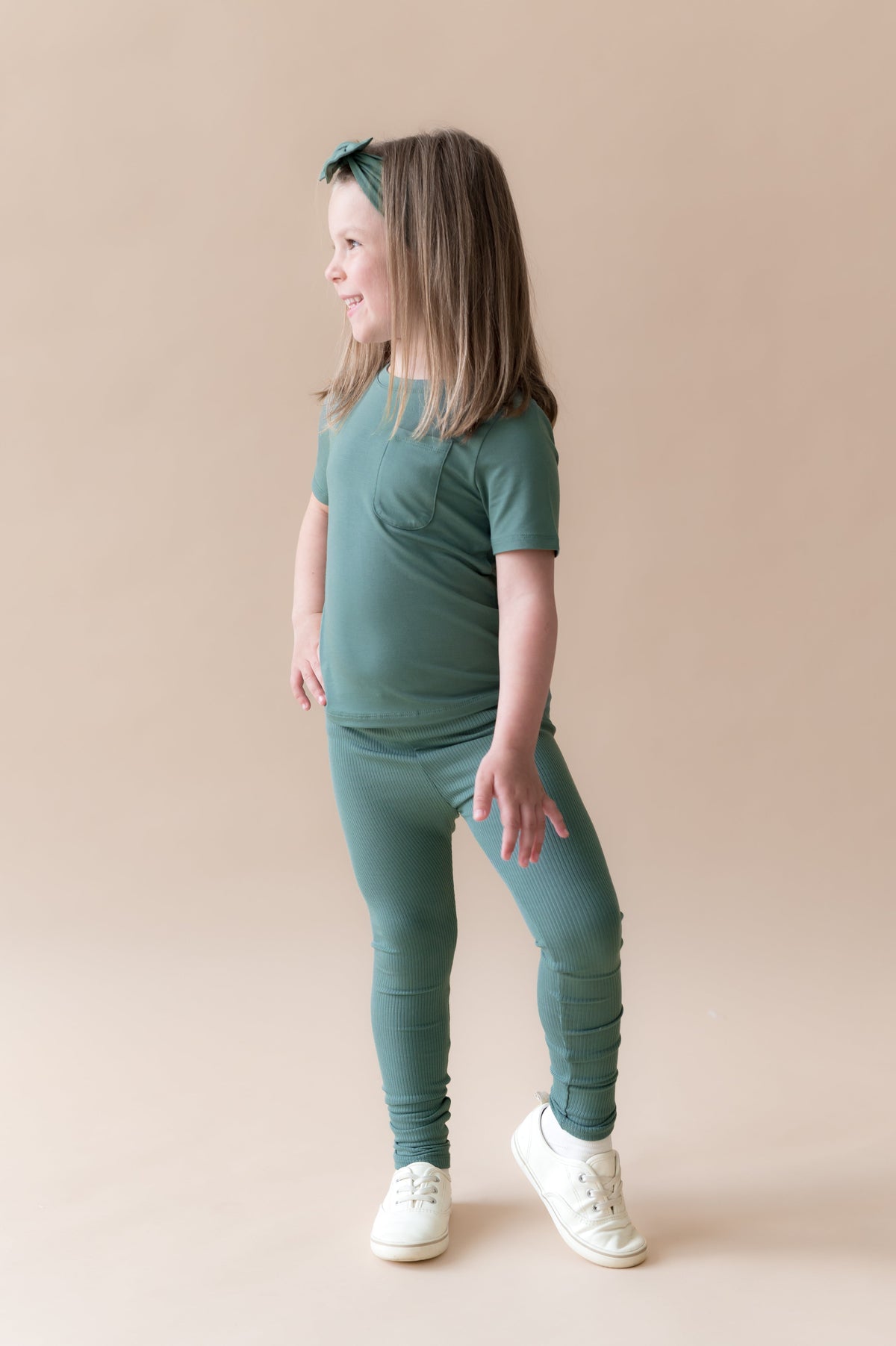 Ribbed Leggings in Pine