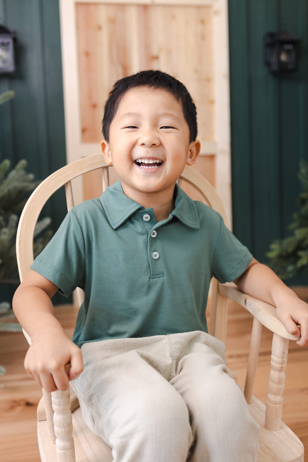 Toddler Short Sleeve Polo in Pine