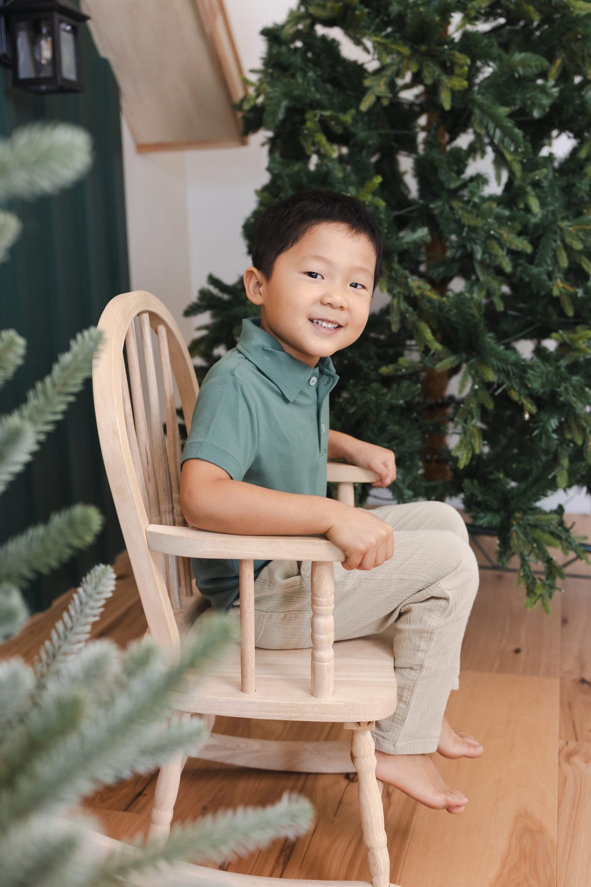 Toddler Short Sleeve Polo in Pine