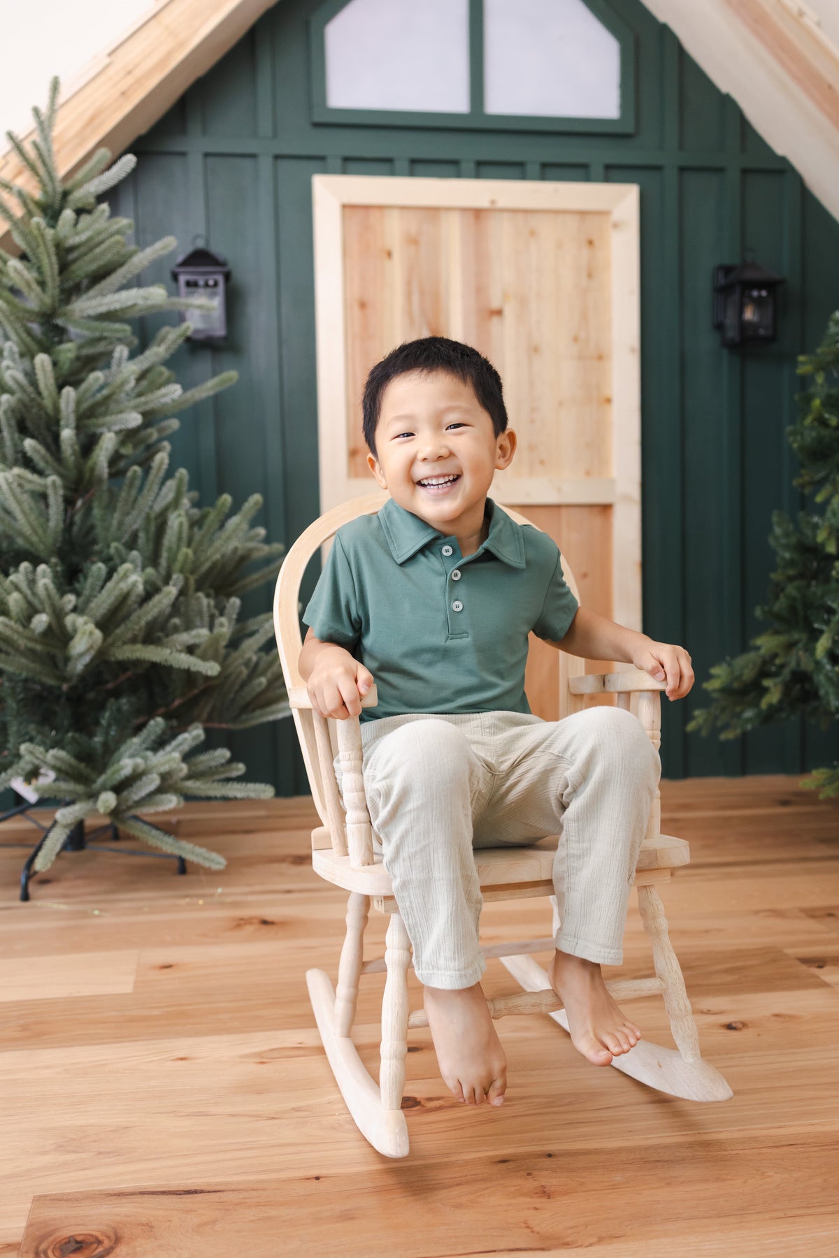 Toddler Short Sleeve Polo in Pine