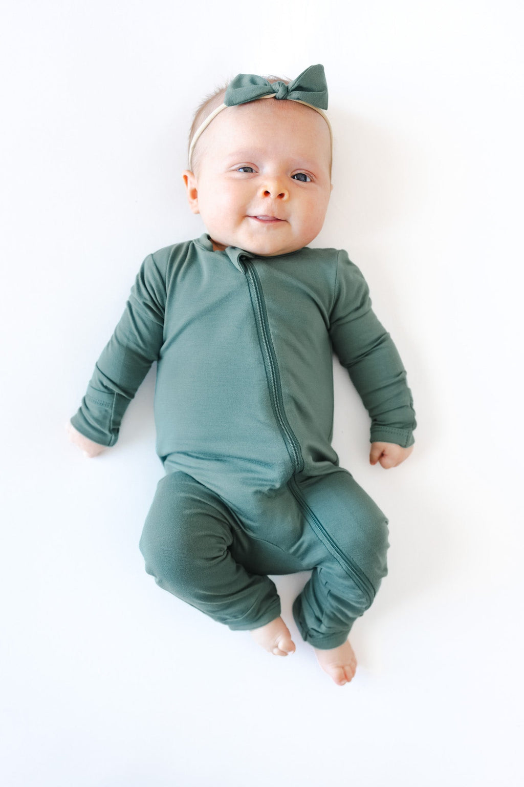 Zippered Romper in Pine