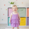 Spaghetti Strap Ruffle Romper in Poi