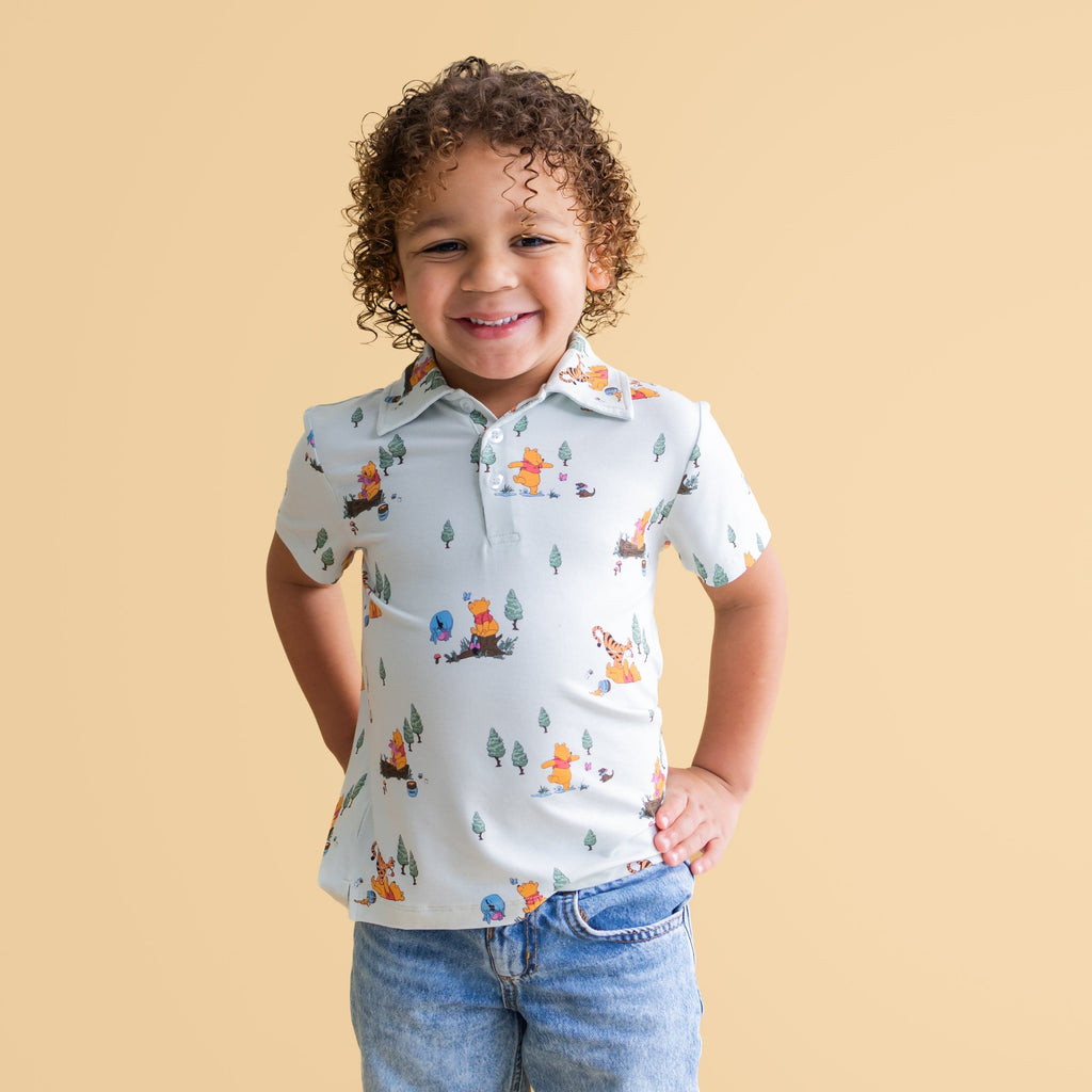Toddler Short Sleeve Polo in Winnie the Pooh Hundred Acre Wood