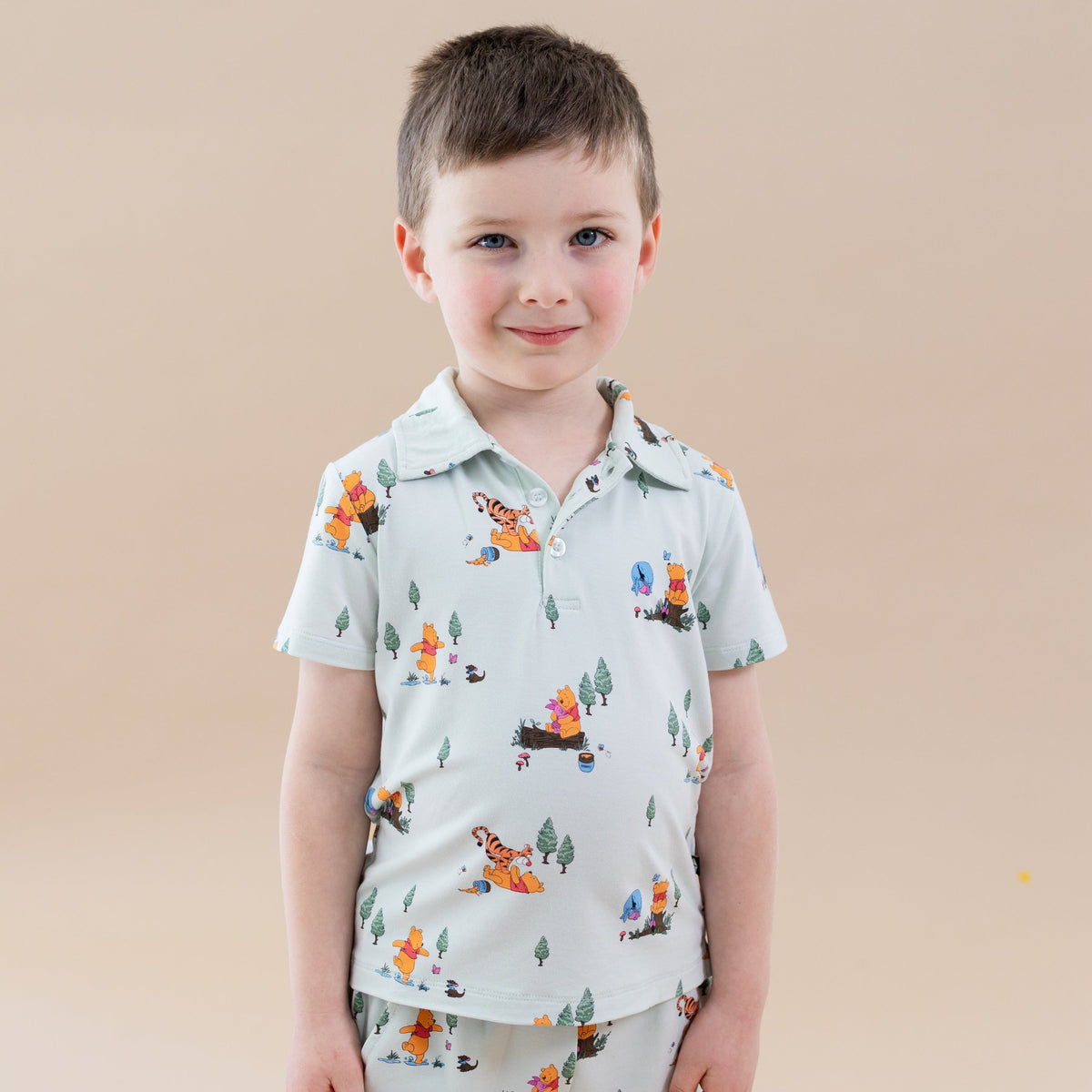 Toddler Short Sleeve Polo in Winnie the Pooh Hundred Acre Wood
