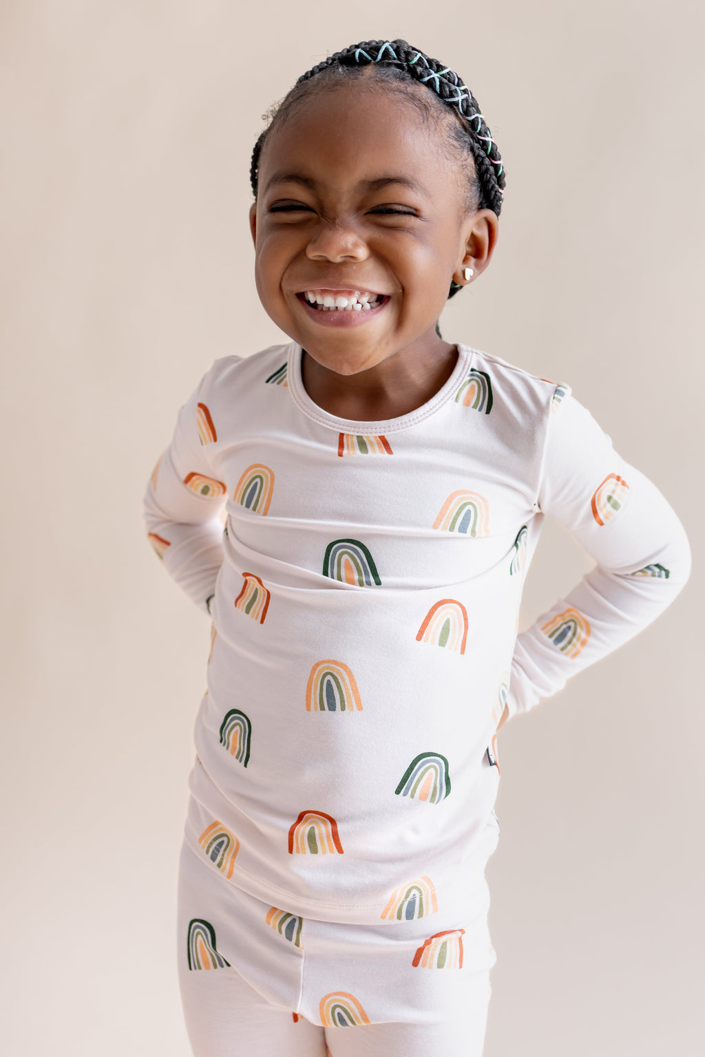 Long Sleeve Pajamas in Retro Rainbow