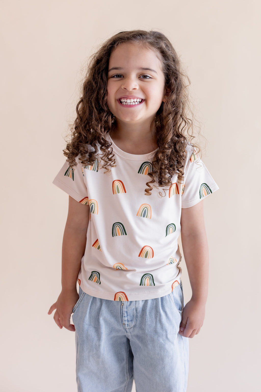 Toddler Basic Tee in Retro Rainbow