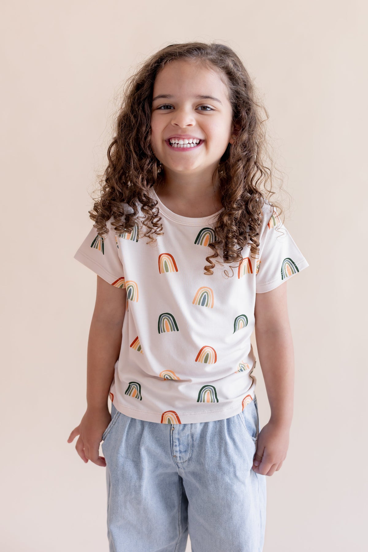 Toddler Basic Tee in Retro Rainbow