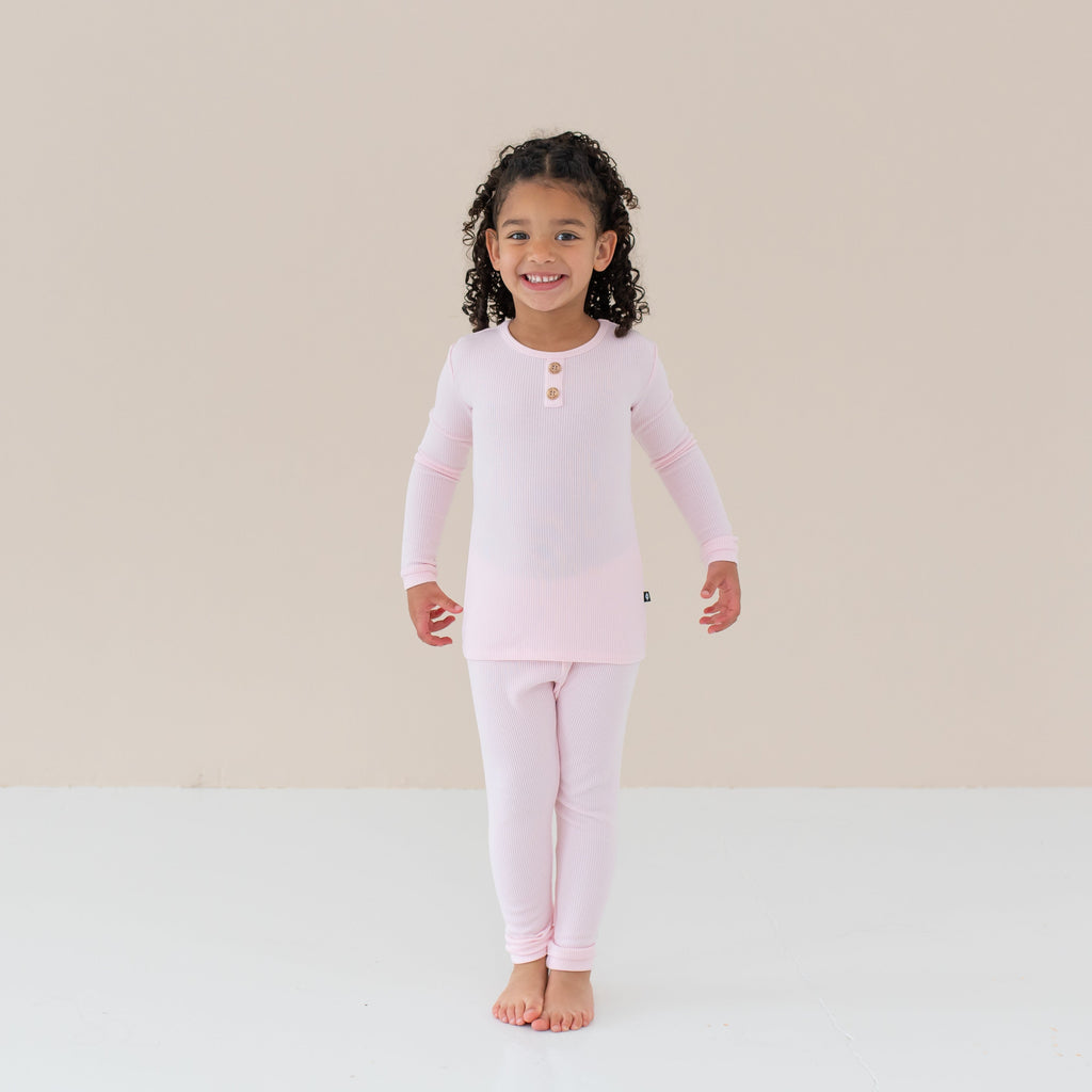 Ribbed Henley Set in Sakura
