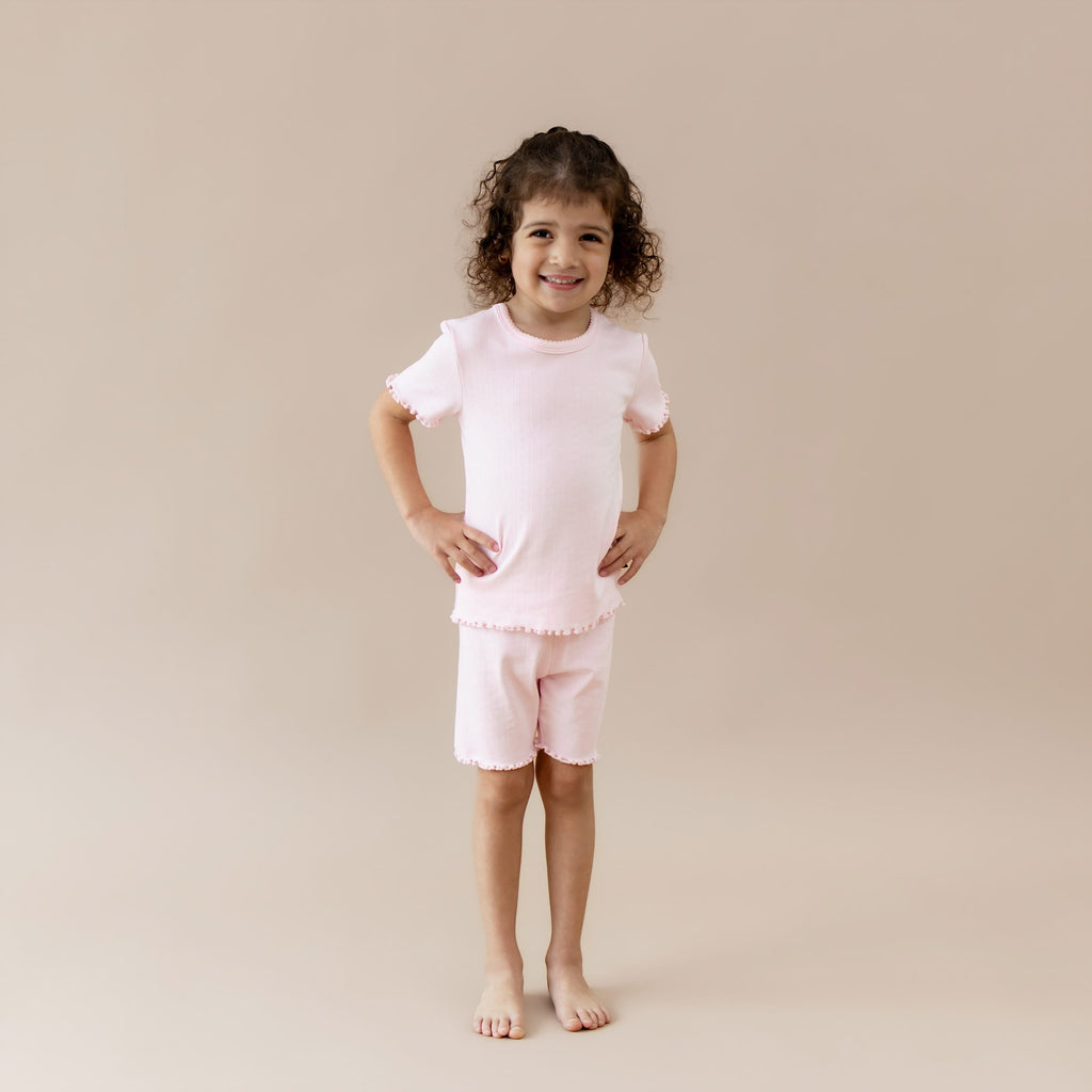 Pointelle Short Sleeve Set in Sakura