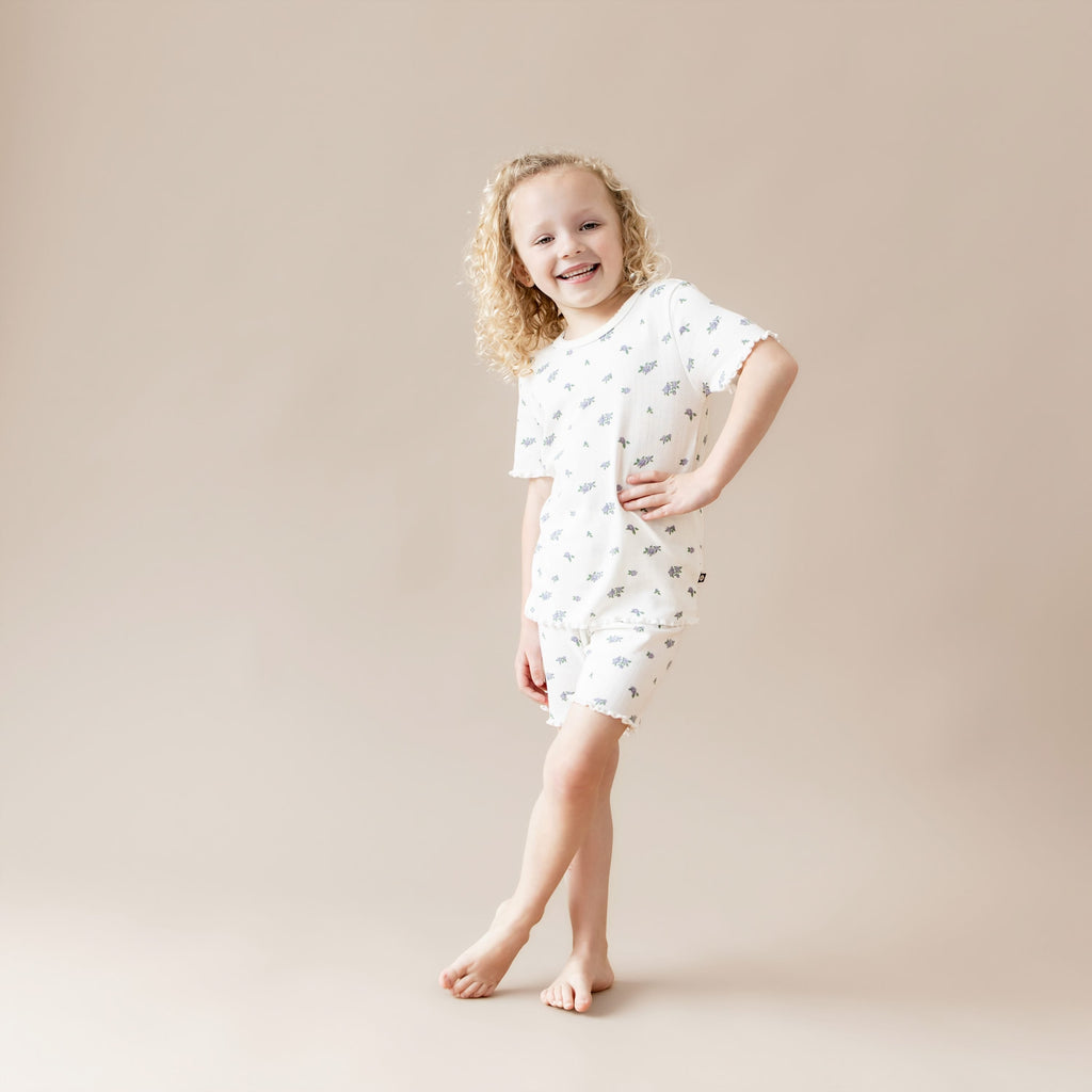 Pointelle Short Sleeve Set in Spray Rose