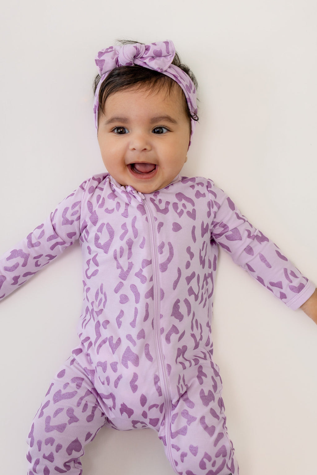 Zippered Romper in Thistle Leopard