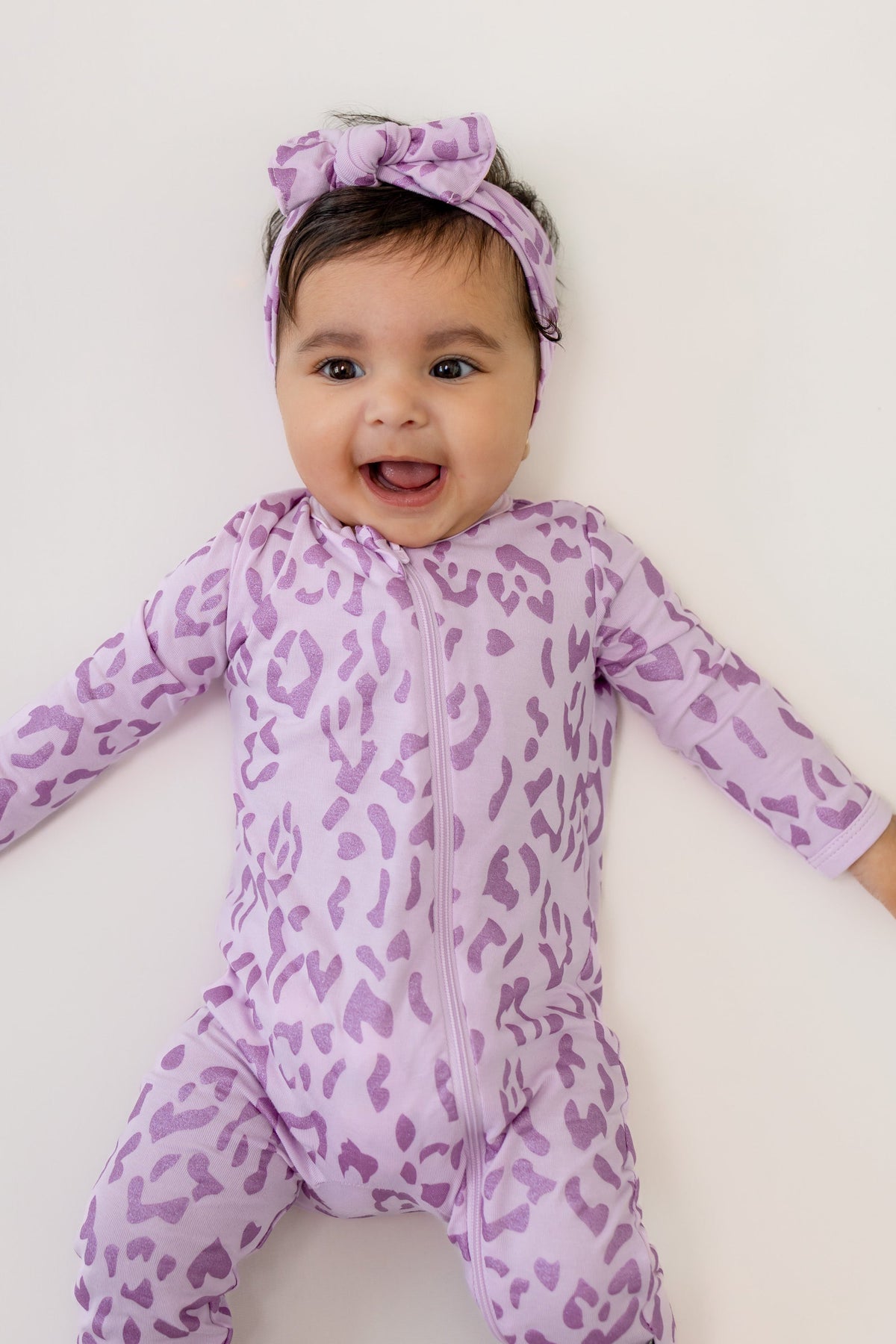 Zippered Romper in Thistle Leopard