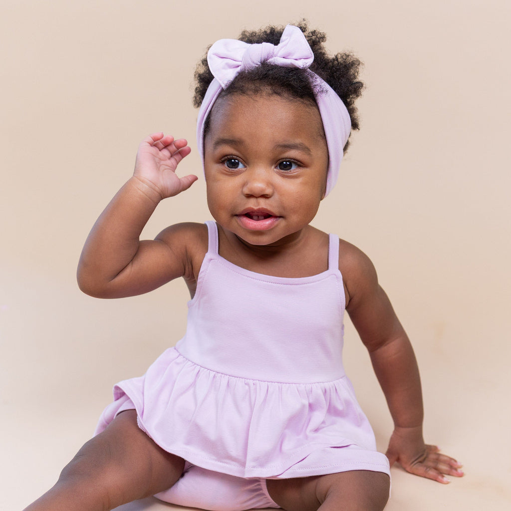 Spaghetti Strap Ruffle Romper in Thistle