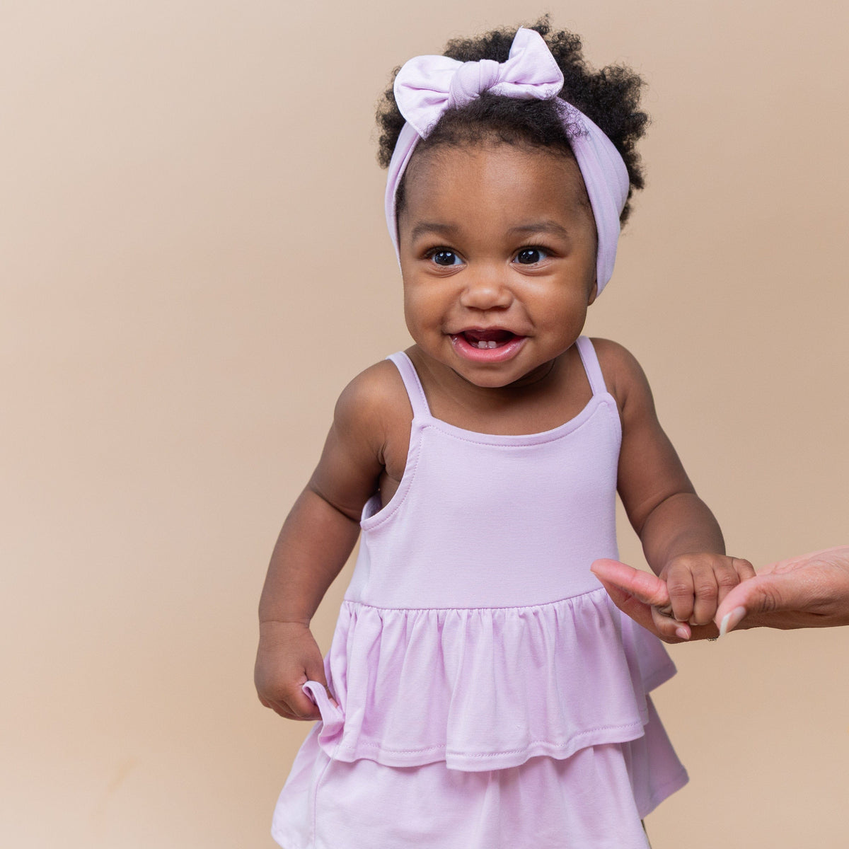 Spaghetti Strap Ruffle Romper in Thistle