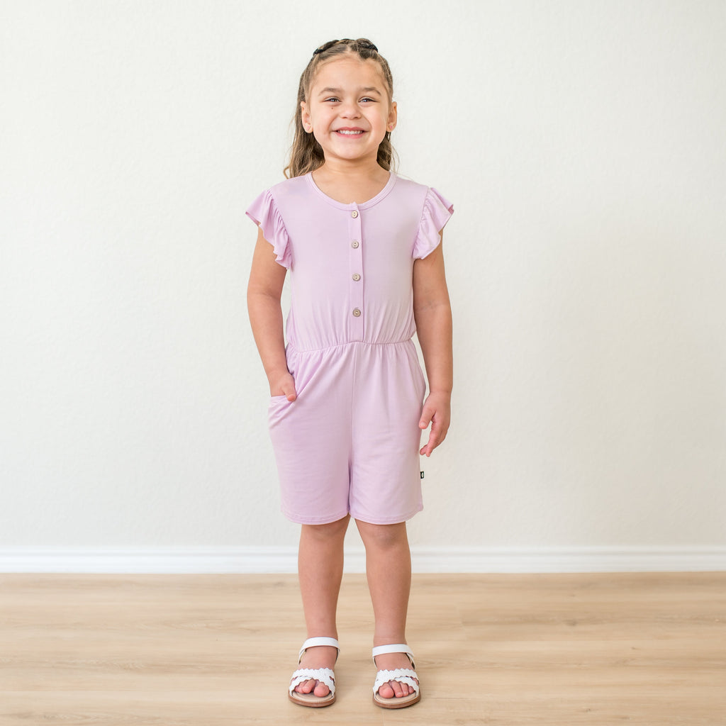 Flutter Sleeve Romper in Thistle
