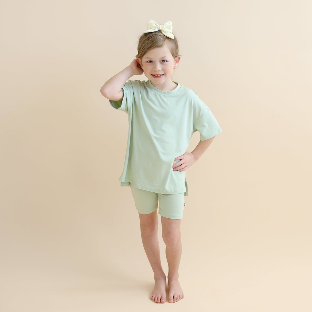 Toddler Biker Short Set in Basil