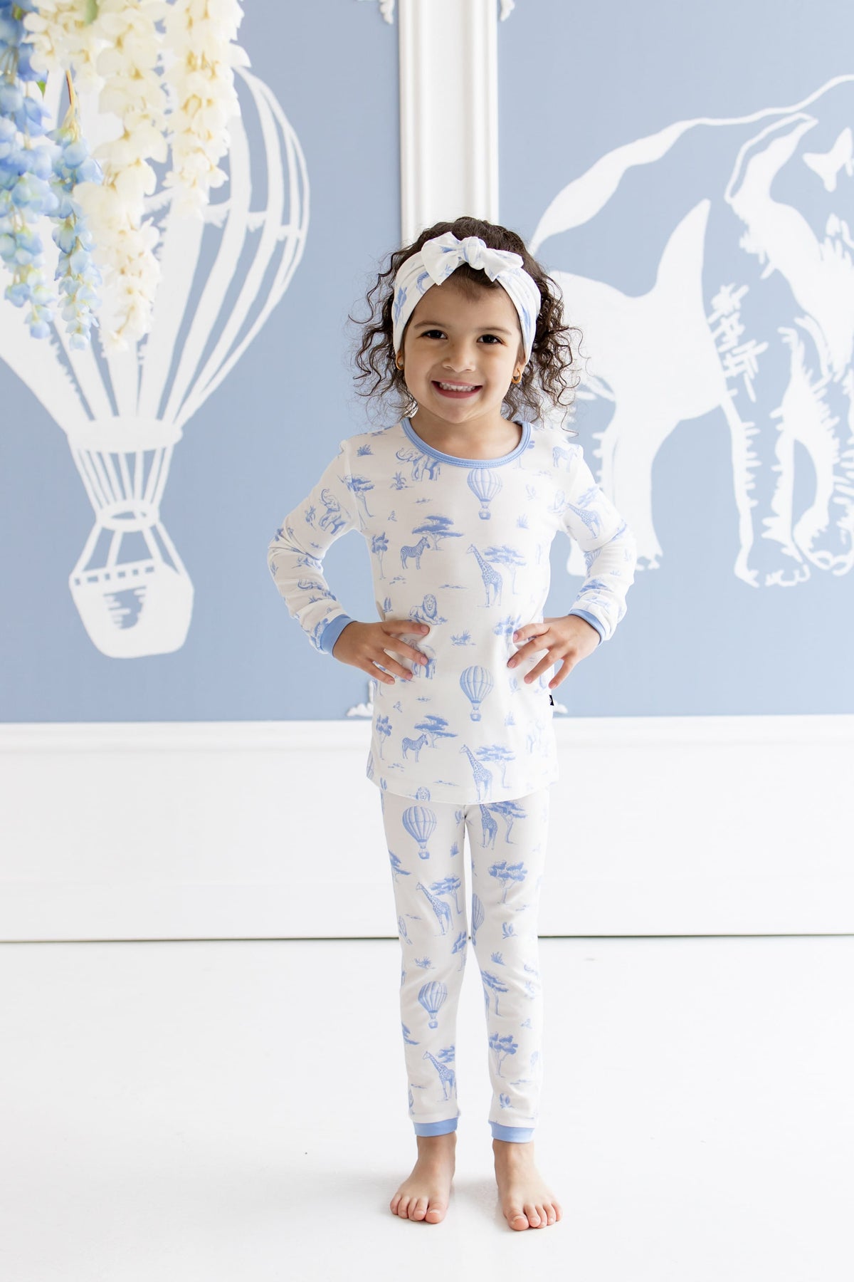 Long Sleeve Pajamas in Toile Safari