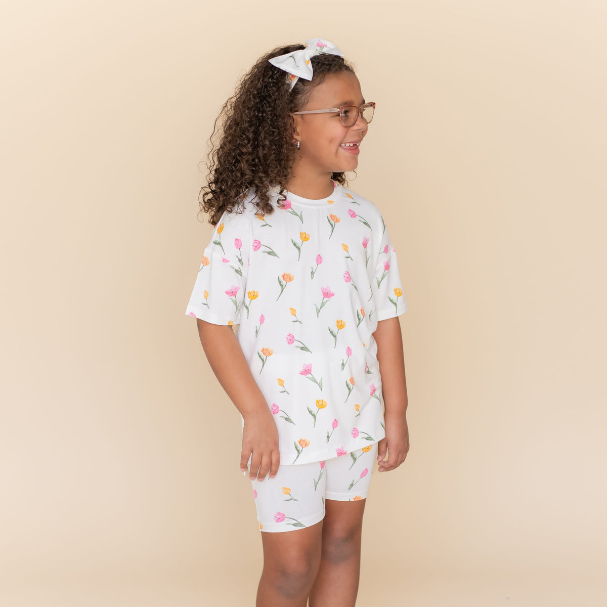 Toddler Biker Short Set in Tulip