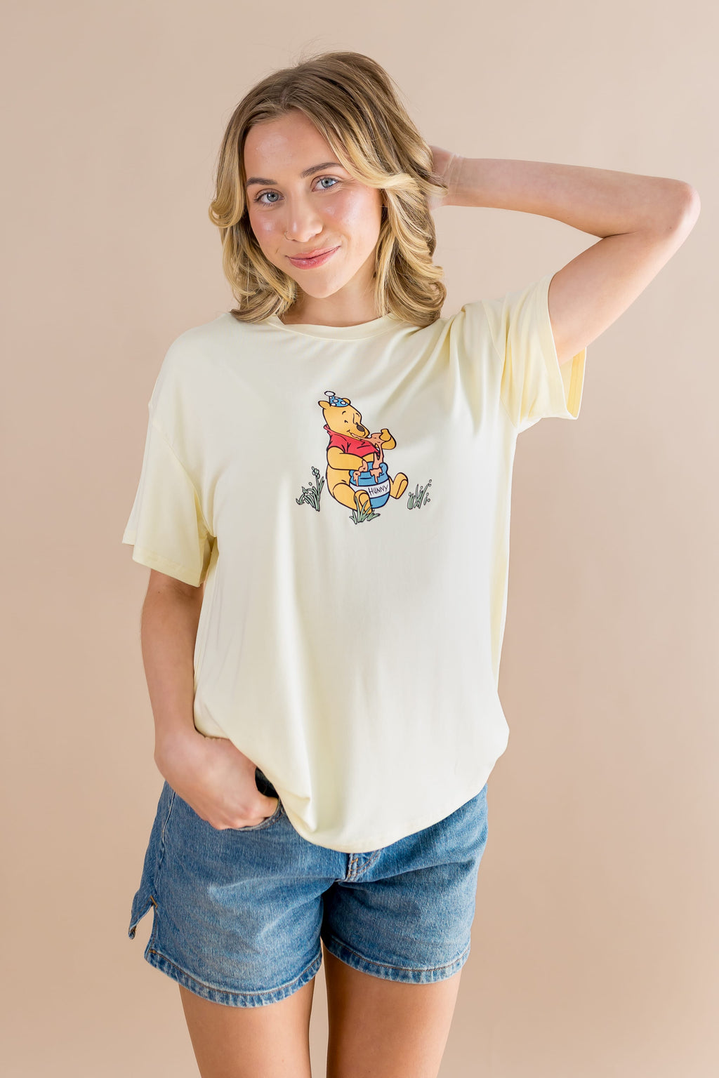 Women's Graphic Tee in Winnie the Pooh on Chamomile