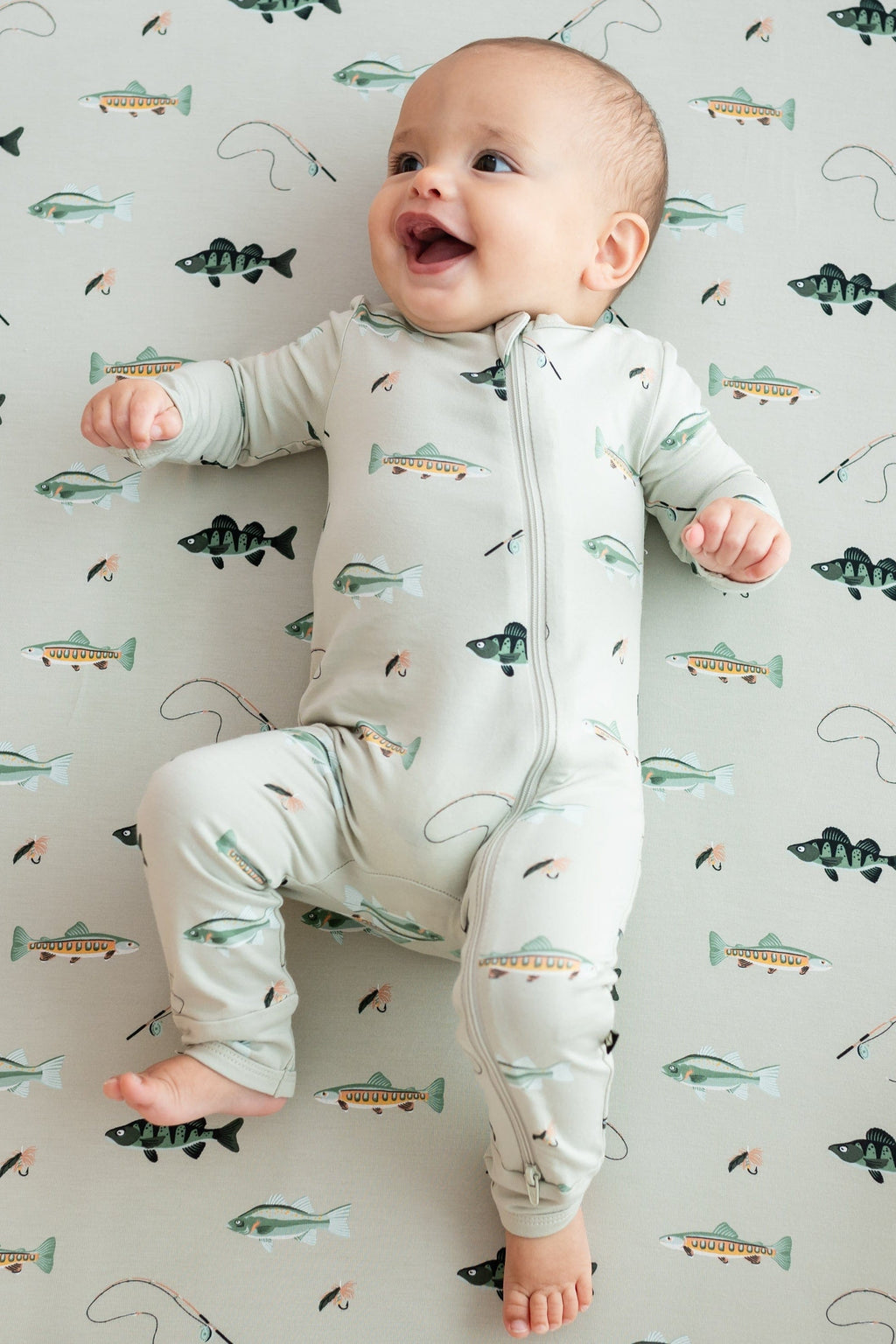 Zippered Romper in Fishing