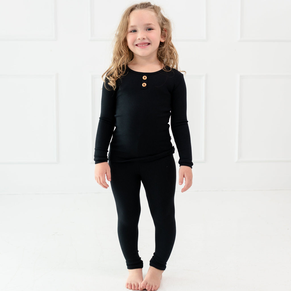 Ribbed Henley Set in Midnight
