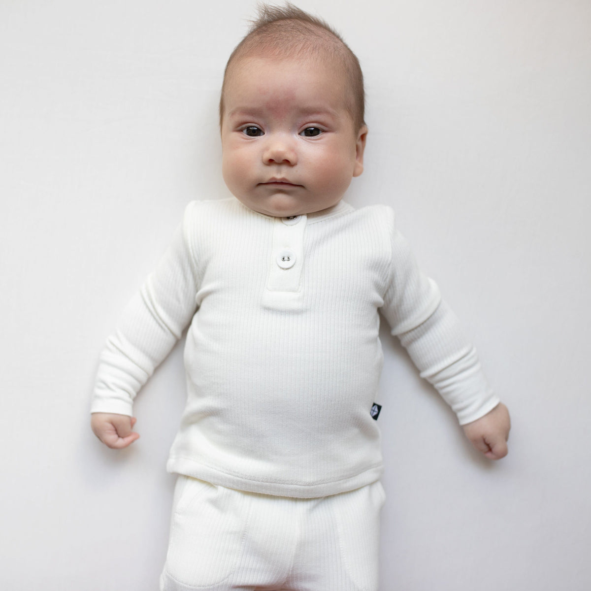 Ribbed Infant Henley Set in Cloud