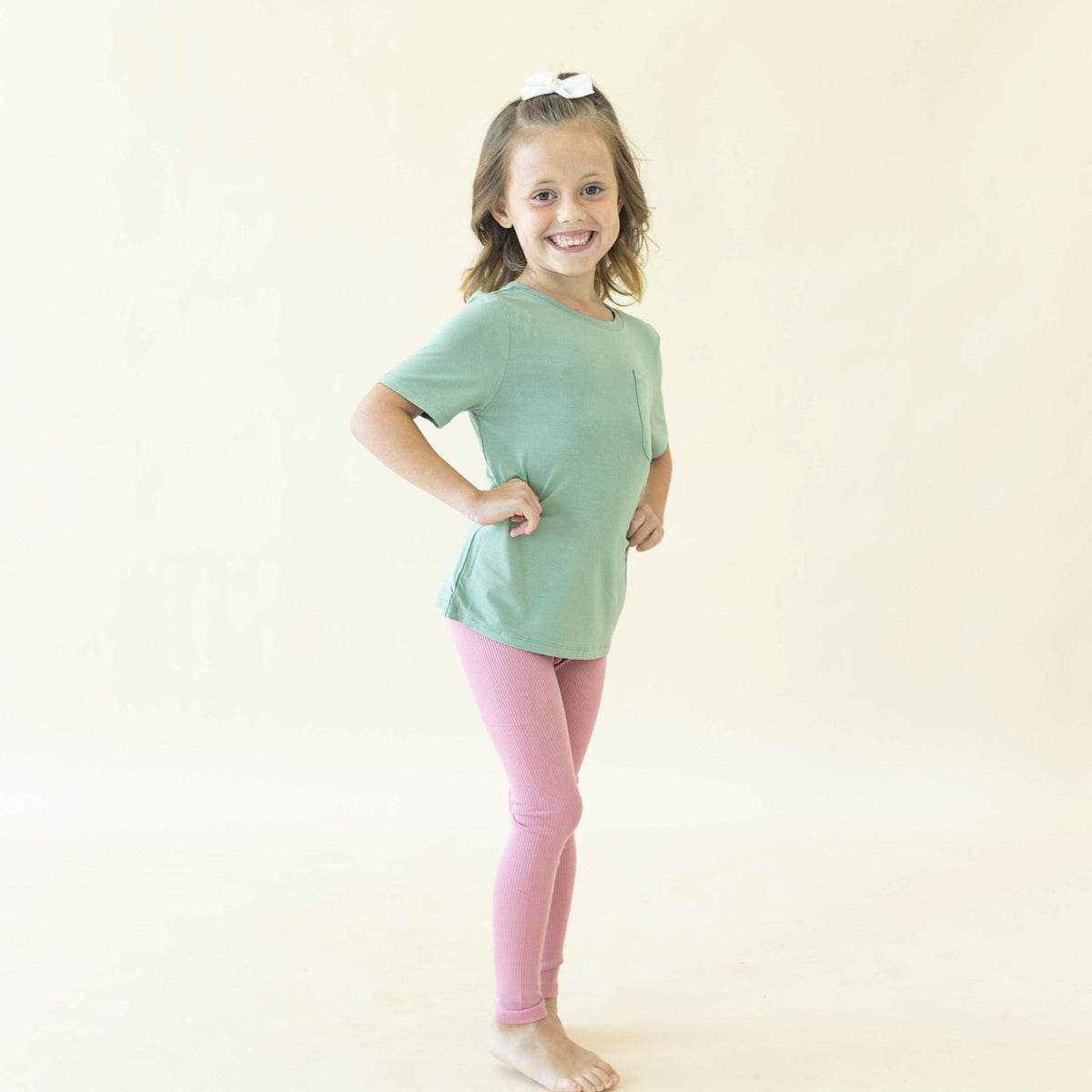 Ribbed Leggings in Apple Blossom