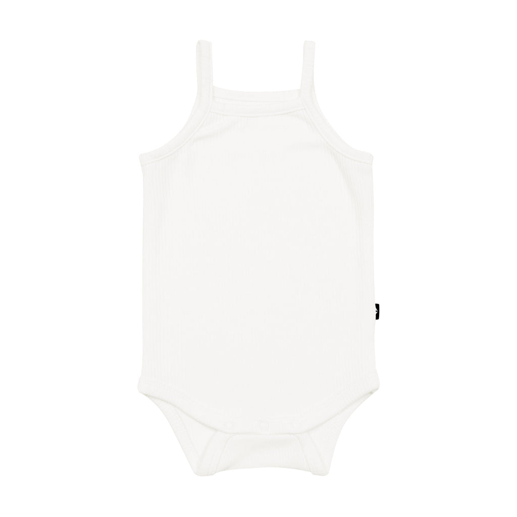 Ribbed Spaghetti Strap Bodysuit in Cloud