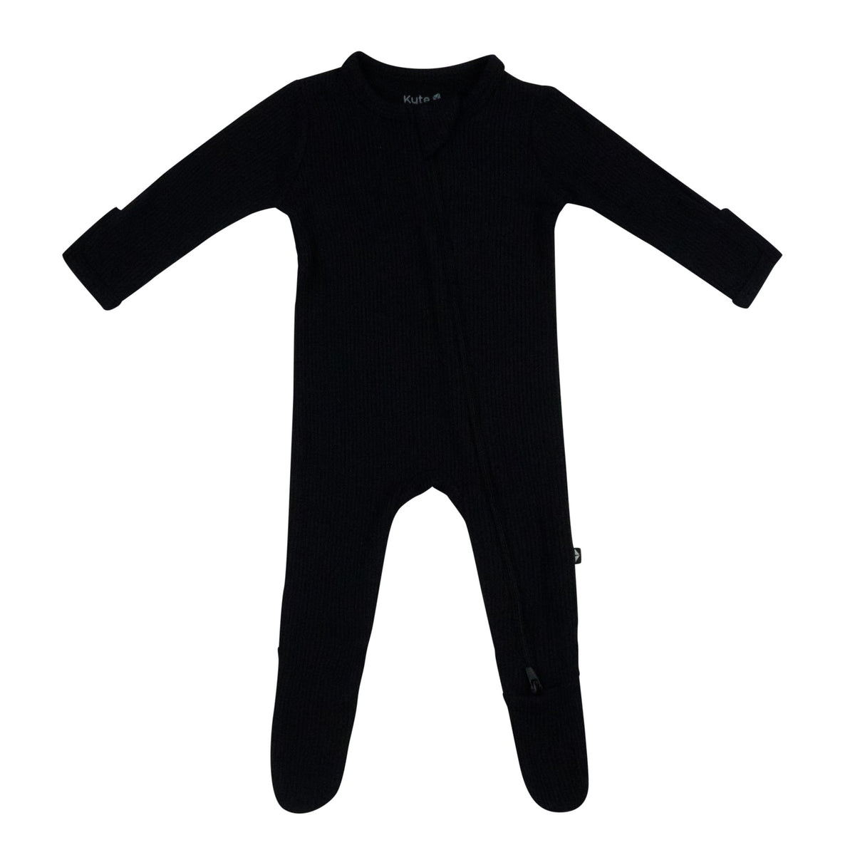 Ribbed Zipper Footie in Midnight