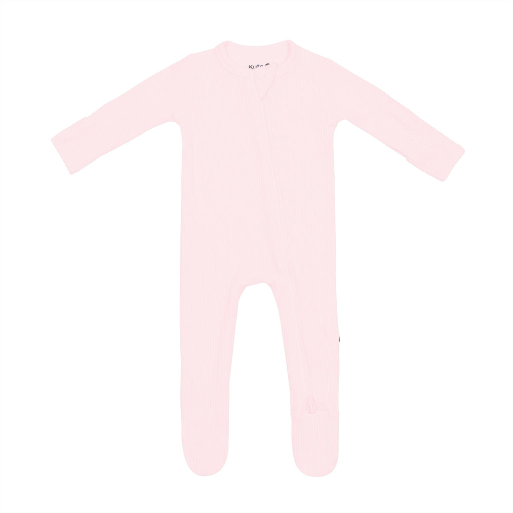 Ribbed Zipper Footie in Sakura