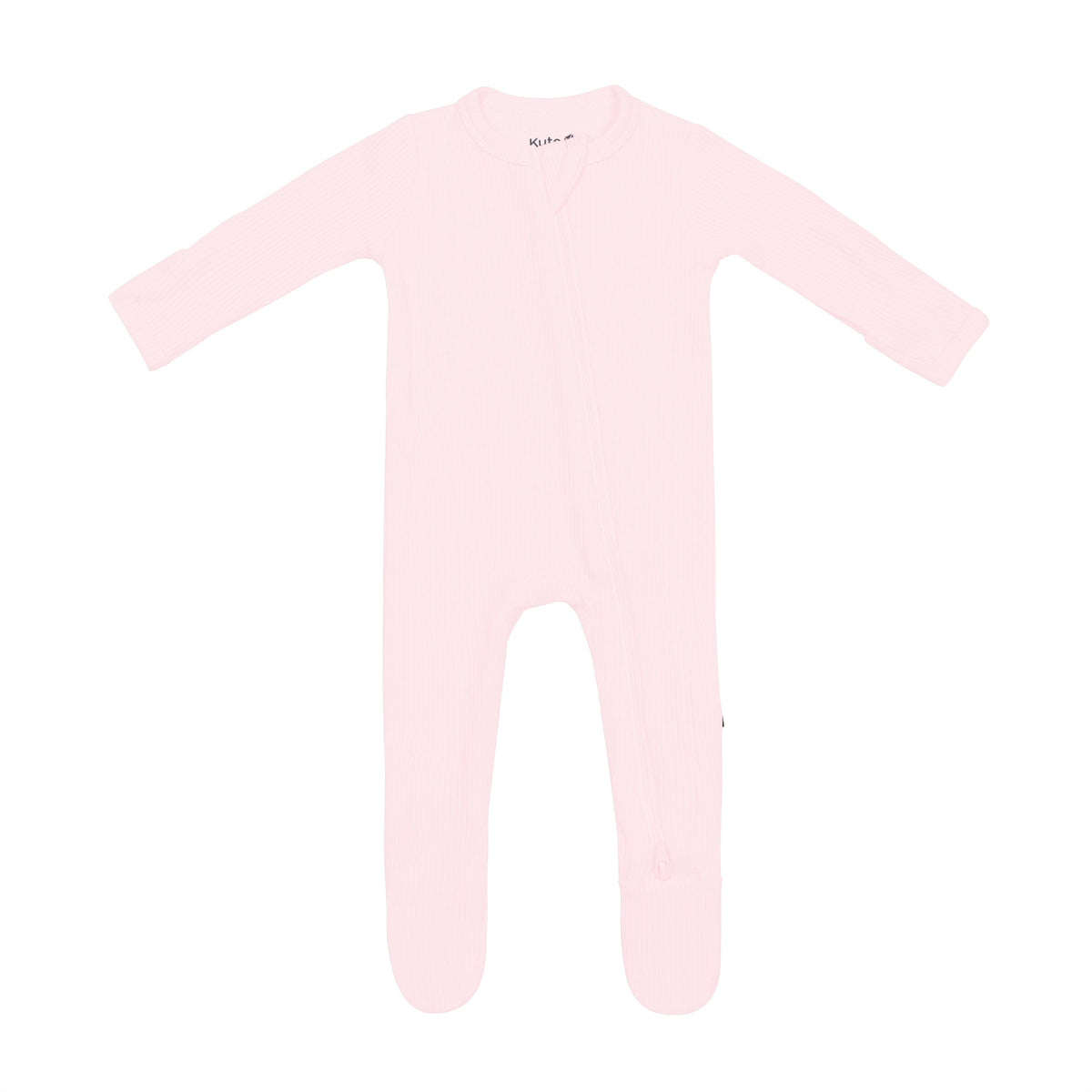 Ribbed Zipper Footie in Sakura