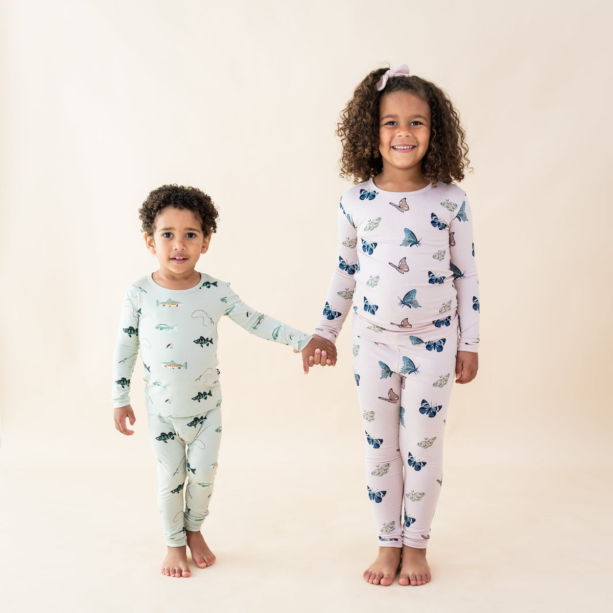 Long Sleeve Pajamas in Blush Butterfly