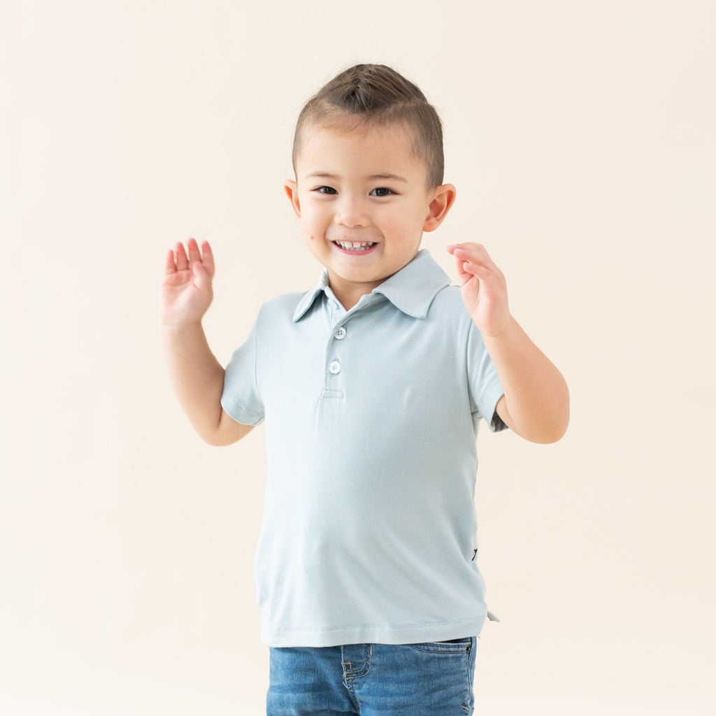 Toddler Short Sleeve Polo in Fog