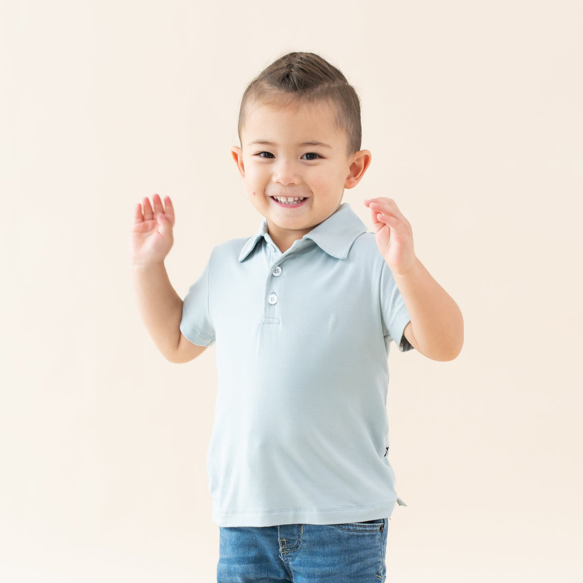 Toddler Short Sleeve Polo in Fog