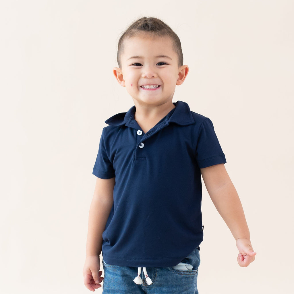 Toddler Short Sleeve Polo in Navy